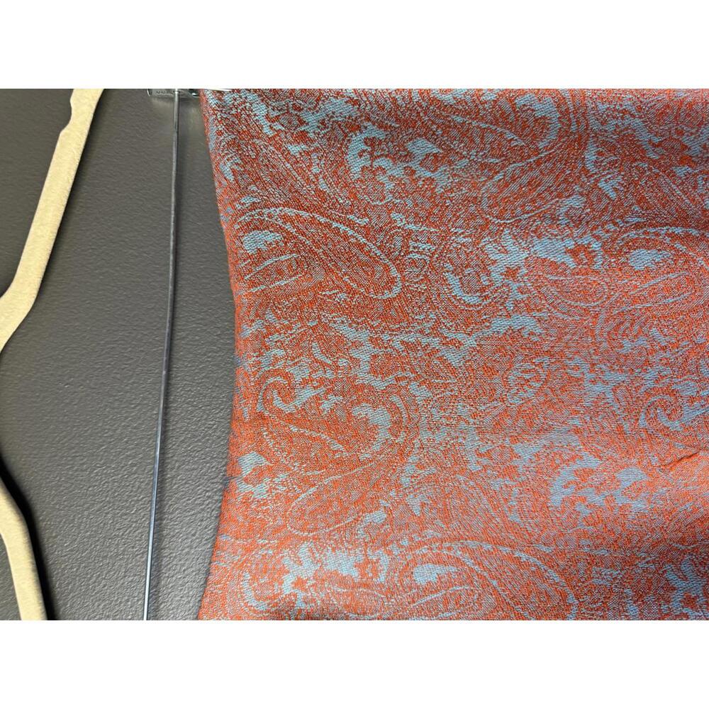 Orange And Turquoise Paisley Patterned Scarf With… - image 3
